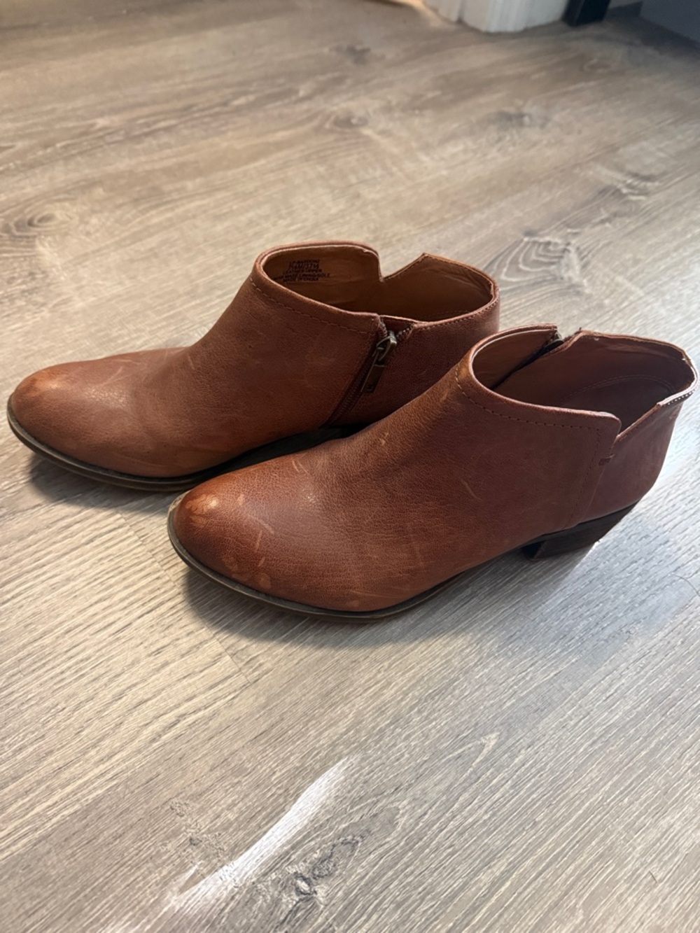 Lucky Brand Cognac Brown Ankle Booties with Side Zip